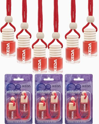 ikeda fragrance Auto-Lufterfrischer, 4 ml, Auto-Düfte, 6 Stück, 45 Tage Dufthaltung, Auto-Diffusor-Flaschen, entfernt Auto-Geruch, langanhaltende frische Luft für Zuhause, desodorieren (Beere, 6