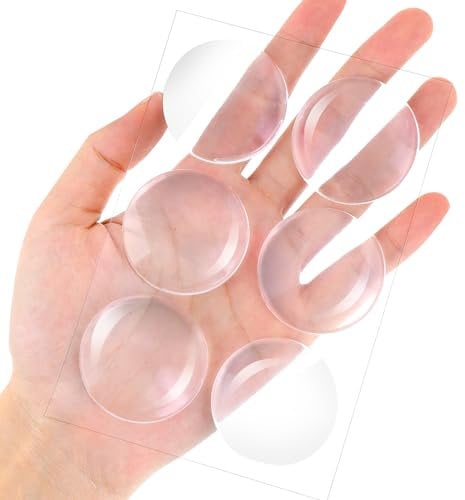 6Pcs Door Knob Stoppers Wall Protector, Mabor Clear Door Bumper with Self Strong Adhesive Reusable Round Rubber Knob Wall Protector for Home Office