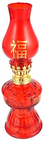 ifundom 1stk Kerosinlampe Chinesische Petroleumlampe Kammer Öllampe Rustikale Petroleumlampen Rote Laternenlampe Aus Glas Klassische Öllaterne Rote Öllaterne Baumwolle Geschenk Camping