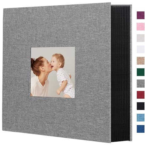 Miaikoe Fotoalbum 10x15 1000 Leinen Album Slip in großer Kapazität für Familie Hochzeitstag Album Buch hält 1000 horizontale und vertikale 10x15cm Fotos Grau