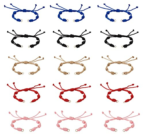 PandaHall 10pcs Adjustable Nylon Braided Cord Bracelet Thread Rope String Bracelet with Open Jump Rings for Wrist Friendship Bracelet Jewelry Making