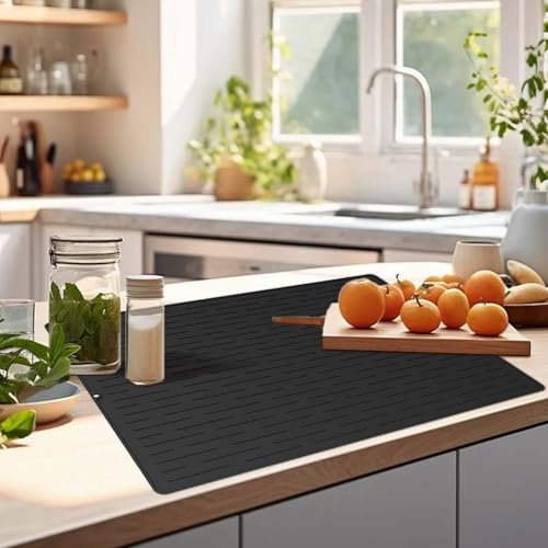 Bigougem Silicone Stove Top Covers for Electric Stoves, 71x51cm Extra Large Stovetop Mat for Ceramic Hob, Heat Resistant Glass top Cover Cooktop Protector for Kitchen Induction Cooker Black
