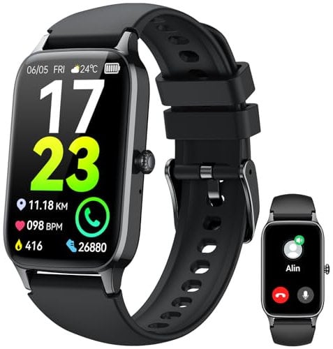 Montre Connectée Femme Homme Sport, 1,57 HD Smartwatch avec Appel Bluetooth, Montre Podometre, Moniteur Fréquence Cardiaque/SpO2/Sommeil, 110+ Sports Etanche IP68 Trackers d'Activité pour Android iOS