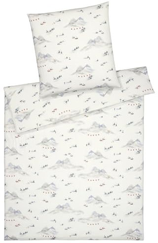 elegante Soft-Flanell Bettwäsche Wintersause schneeweiß 1 Bettbezug 135 x 200 cm + 1 Kissenbezug 80 x 80 cm