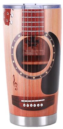 Buhyujkm Insulated Mug, Travel Cup, Stainless Steel Cup, Stylish Guitar Mug, Guitarist Travel Tumbler, Insulated Stainless Steel Mug, Guitar Design Beverage Cup, Ideal Presents for Guitarist