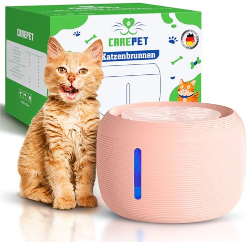 Fontaine a Eau Chat CarePet© - 2.5L - Automatique Fontaine à Eau pour Chat avec Filtre à Charbon Actif - Super Silencieuse Distributeur Eau Chat - Idéal pour Les Chats, Les Petits Chiens (Rose, 2.5L)