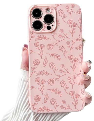 NITITOP Compatible with iPhone 12 Pro Max Case Cute for Women Girl Vintage Flower Floral Leaves Pattern Trendy Slim Fit TPU Silicone Shockproof Girly Fashion Protective Phone - Pink