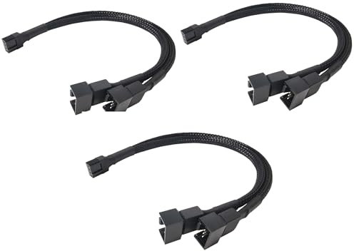 3er-Pack 2-Wege 4-Pin PWM Kabel des Lüfterverteilers - 27 cm, Fan Cable, Pwm Splitter, Computer Lüfterkabel, Fan Splitter, Y-kabel für Lüfter