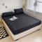 Grewod Bettlaken 160x200 Spannbettlaken Höhe 20 cm, Polyester Baumwolle Spannbetttuch Schwarz Einfarbig Spannleintuch