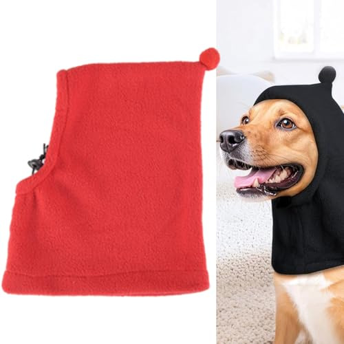 Chapeau pour chien, zoo Snoods pour chiens, cache-oreilles pour chien, chapeau d'hiver pour chien, cache-cou épais, écharpe à capuche, chapeau tricoté pour chien, vêtements essentiels assortis (rouge)