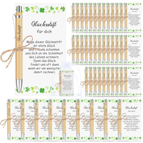 Tenare 45 Sets Glücksstift Team Dankeschön Geschenke mit Karte Holz Kugelschreiber mit Spruch Geburtstag Gastgeschenke Kuli Glücksbringer Prüfung Bestehen Abschied für Lehrer Mitarbeiter Kollegen(45)