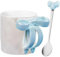 NiHome 340ML/12OZ Bow Handle Ceramic Coffee Mug for Home, Office, Travel, Electroplated Finish with Shimmering Starry Glow, High-Temperature Fired for Durability, Microwave,Dishwasher Safe (Blue)