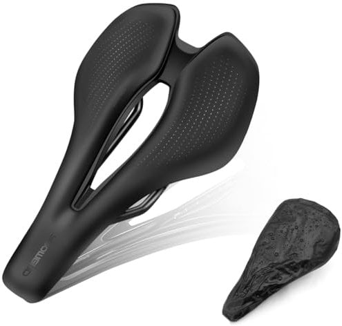 GOUNNU Fahrradsattel Herren Bequem, Ergonomischer Fahrrad Sattel Fahrradsattel Damen Weich Stoßdämpfend Hohl Fahrradsitz mit wasserdichte Abdeckung, für MTB, Rennrad, Stadtrad und Heimtrainer Bike (S)