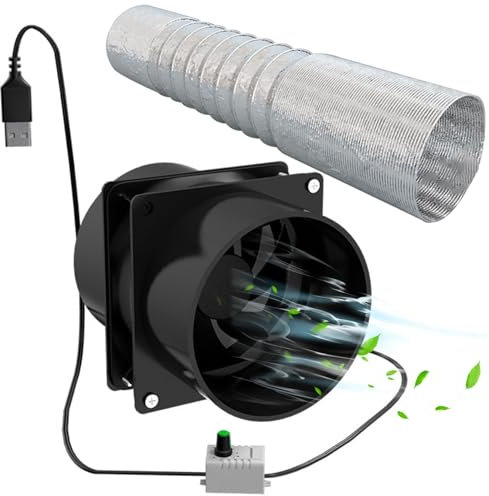 Hperu Fume Extractor,Extractor Fan,Portable Extractor Fan with 10Ft Duct Hose Usb Adjustable Diy Fume Extractor Powerful 5V 2A Brushless Motor Exhaust Fan for Kitchen Bathroom Smoke