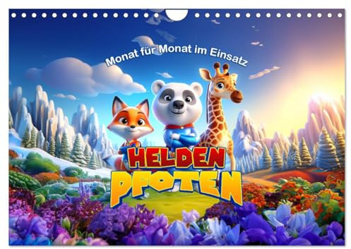Heldenpfoten: Monat für Monat im Einsatz (Wandkalender 2026 DIN A4 quer), CALVENDO Monatskalender: Tierische Helden in spannenden Monatsabenteuern. (CALVENDO Tiere)