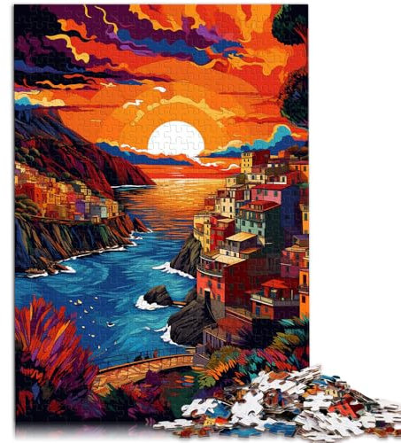 Puzzle für Erwachsene 1000 Teile Cinque Terre buntes Spielzeug Lernspiele Stressabbau EIN Kunstwerk für Teenager ab 14 Jahren 26x38cm