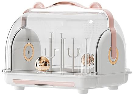 Secador de biberones, escurridor de biberones, Tapa Antipolvo, esterilizador de biberones y secador para Cubiertos, asa fácil de Transportar.