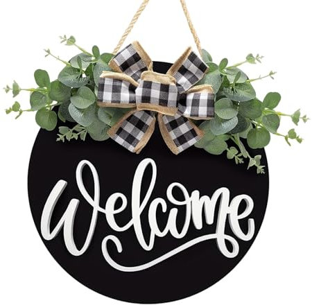 Gcljlmy Placa colgante de madera de bienvenida, 30 cm, cartel de madera para puerta de casa, interior y exterior, granja, oficina, valla