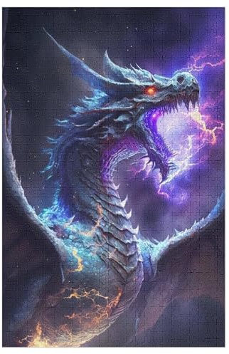 Drache Holzpuzzle 1000 Teile Klassische Puzzles Erwachsene Kinder Puzzle DIY Kit Holzspielzeug Einzigartiges Geschenk (78×53cm)