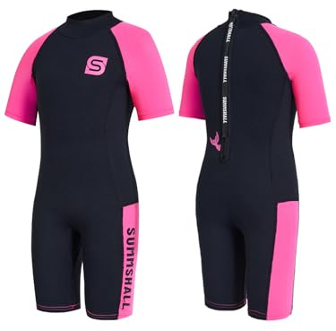 Summshall Neoprenanzug Kinder, 2mm Shorty Neoprenanzug für Jungen & Mädchen UV50+ Sonnenschutz, Weich & Dehnbar zum Schwimmen, Schnorcheln & Strand