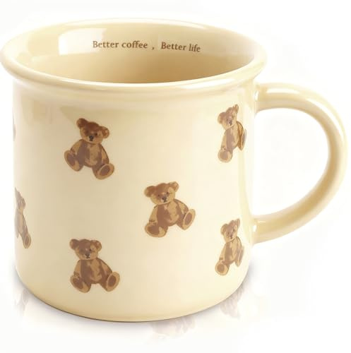 FableKnot Vintage Teddy Bear Coffee Mug-10oz-Cute Novelty Ceramic Cup for Women, Cute Coffee Cups, Tea or Milk.Gift for Teachers, Kids, Office or New Year