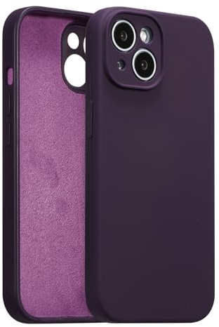 ZTOFERA Liquid Silicone Case for iPhone 15, Anti-Scratch Soft Microfiber Lining, Ultra Slim Full Covered Camera Protection Shockproof Protective Cover, Dark Purple
