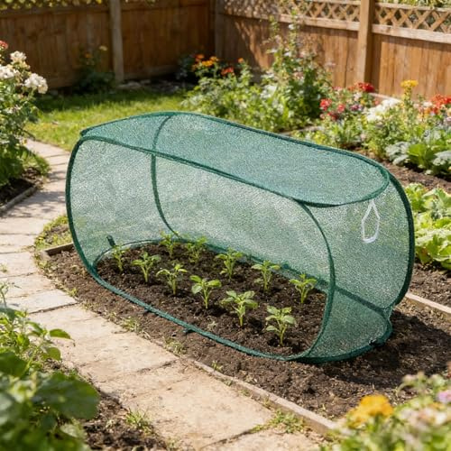 Pop-Up Garden Mesh Net Cover, Foldable Plant Protection Tent, Greenhouse Netting for Vegetables, Herbs & Potted Plants, Anti-Bird, Insect & Sun Protection (1Pcs)