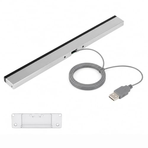 Wii Sensorleiste USB Infrarot LED Sensor mit Halterung Klebepad 2m Kabel Plug-and-Play, Wii Sensor Bar Ersatz für Wii Wii U Konsole, Dolphin Bar Style Wii Zubehör Präzise IR Bewegungsverfolgung Gaming