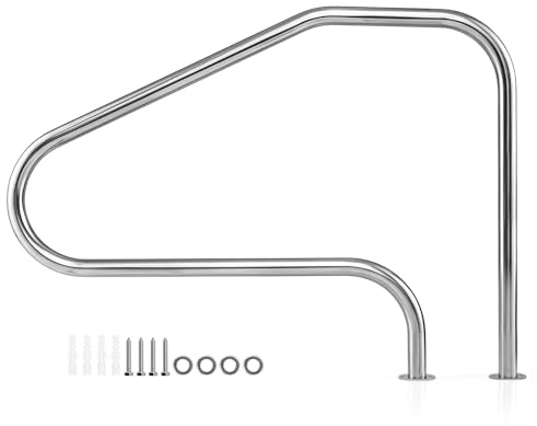 COSTWAY Pool Handlauf, Einstiegshilfe 304 Edelstahl, Schwimmbad Haltegriff | 250 kg Tragfähigkeit, Griffbogen für Schwimmbäder, Spa, Wasserpark, 130 x 94 cm