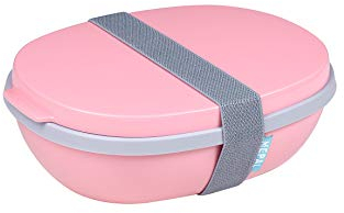 Mepal - Lunchbox Ellipse Duo - Meal Prep Box für Erwachsene & Salatbox zum Mitnehmen - Brotdose für ein gesundes Mittagessen - Ideal für Sandwiches & Salate - 825 ml + 600 ml - Nordic Pink