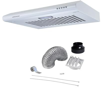 Cookology VISOR600WH DK1M120 60cm Visor Cooker Hood | Extractor Fan in White with Duct