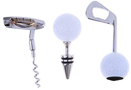 Fenteer Kit de Tire Bouchon de Balle de Golf Ouvre Bouteille Décapsuleur Cadeau pour Amateurs de Vin d'œnologie - Argenté, comme décrit