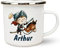 Werbetreff Gera Emaille-Tasse mit Name & Motiv Ritter - Bedruckt & Personalisiert - Geschenk-Idee für Jungs - Vintage-Look - Retro-Optik