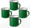 FUN FAN LINE - Set di tazze smaltate 350ml caffè/tè/calde/fredde, Tazze vintage da campeggio, picnic o viaggio, Design retrò colori pieni, Leggero, portatile e resistente. (Verde, 4 Tazze)