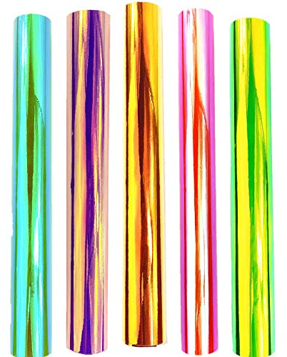 5 Pack Holographic Permanent Adhesive Vinyl Sheet Craft Vinyl for Silhouette Tumblers Cameo Craft Cutter Letters, Banners, Window Graphics, Glass Mirrors, Scrapbooking,30cm by 30cm (Holographic2)