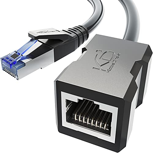 KabelDirekt – Câble d'extension Ethernet avec tressage résistant à la rupture – 1,5m (Câble Ethernet CAT7 mâle vers femelle, étend les câbles réseau, 10Gbit/s, blindage SF/FTP, noir)