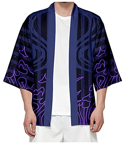 QYIFIRST Herren Damen Susanoo no Yubu no Aragami m PES Tsuou's Go d von Ao r Uchiha Sasuke Cardigan Cloak Cape Coat Kimono Cosplay Costume Blau M