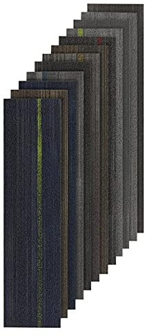 Floordirekt Teppichdielen - Teppichfliesen 25x100 cm - selbstliegend & robust, antistatisch - Fliesen Teppichboden Auslegware Teppich Fußbodenbelag für Haus & Büro (Aberdeen, Blau 82036)