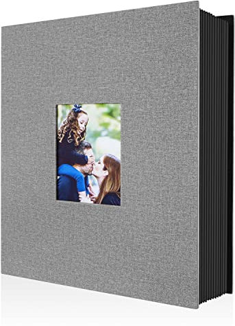 Lanpn Fotoalbum 10x15 400, Leinen Einstecken Einsteckalbum für Hochformat Fotos Bilder Grau