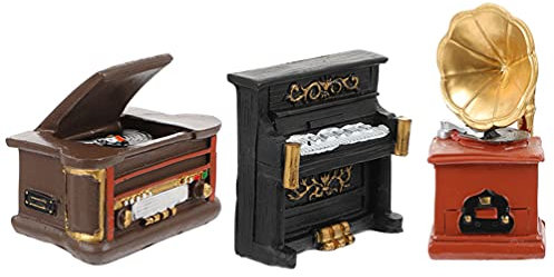 TOYANDONA 3pcs Mini Gramophone Record Player Ornament Vintage Style Desktop Record Player Piano Decoration Gramophone Decoration Home Decor