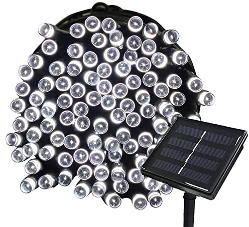 Tuokay Solar Fairy Lights, 72ft 22m 200 LED Outdoor String Lights (White) | 8 Twinkling Modes Garden Lights, Waterproof