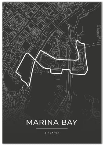 Vacentures Marina Bay Rennstrecken Poster - Geschenk für Motorsport-Fans (30x40 CM)
