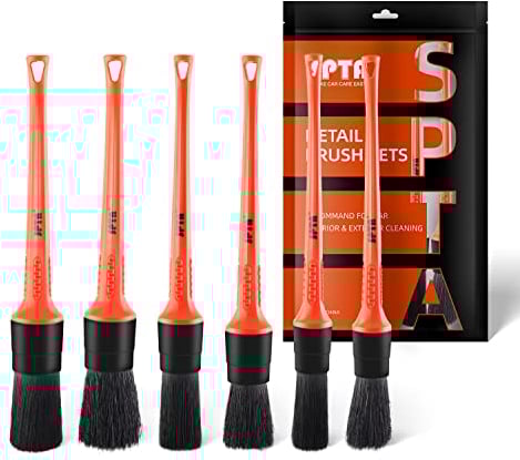 Pinceau de Détail, SPTA 5 Pinceaux Nettoyage Voiture, Brosse à Détails Automatiques, Brush pour La Voiture Moto Roues de Nettoyage Automobile, Tableau de Bord, Intérieur, Extérieur, Bouches D'aération