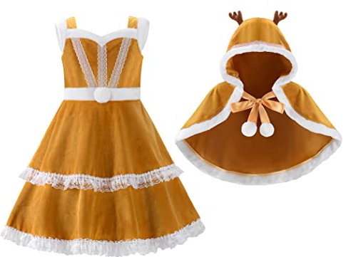 ReliBeauty Vestito Renna Bambina Costume Natale,150