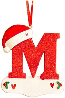 TianWlio Kleine Anhänger Holz Weihnachten Deko Personalisierte Dekorationen Buchstaben Weihnachten Personalisierte Buchstaben Weihnachtsschmuck 26 für eine Festliche Weihnachtsdekoration (red13, M)
