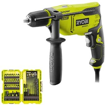 RYOBI - Perceuse à percussion - 800W - Coffret empilable impact - 38 accessoires perçage-vissage-boulonnage - Moteur sans balais, Compacte, Polyvalente - 13/16 mm - 230V - DRILL