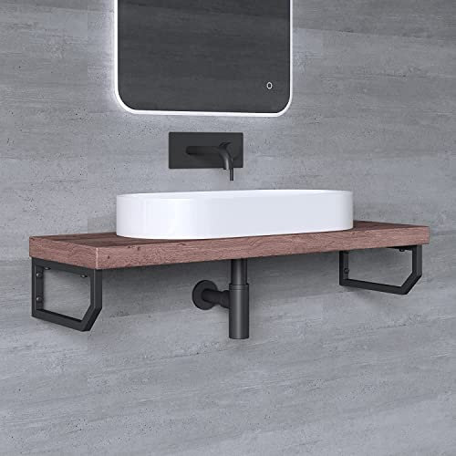 Mai & Mai Design Wandkonsole WH03 aus Edelstahl in schwarz Länge: 33cm 1er Pack