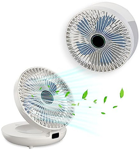 USB Desk Fan,Electric Rechargeable Wall Hanging Fan,Quiet Powerful Cooling Fan,90° Adjustable Tilt,3 Speeds,Portable Foldable Personal Fan,Desktop Table Wall Mount Fan for Home Office Bedroom Kitchen
