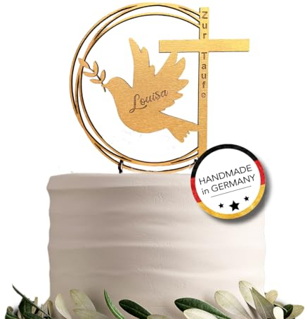 Cake Topper Taufe Gold; Kommunion; Konfirmation; Tortentopper; Glaube; Kuchentopper; Kuchen Topper; Caketopper Name…