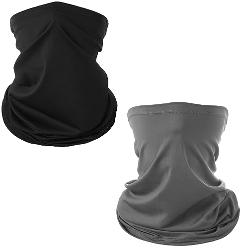 HXC Multifunctional Headwear 2 Pack Face Coverings Bandana Elastic Neck Gaiters Snood UV Resistence for Men &Women Elastic Windproof Face Mask for Sports